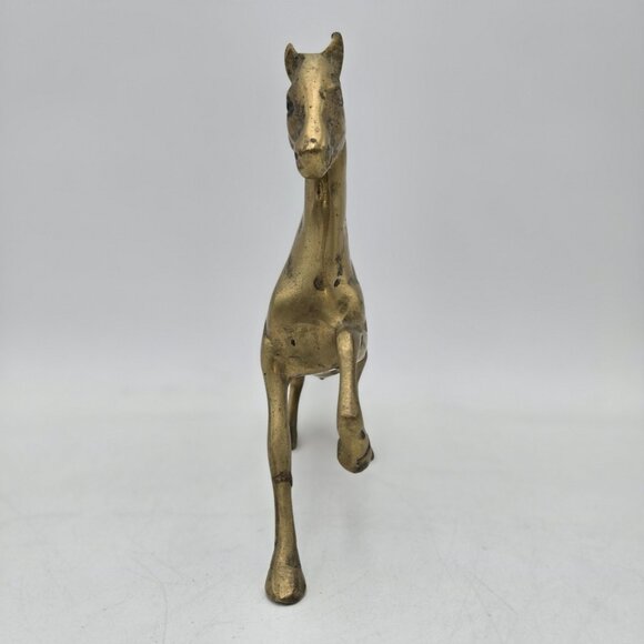 Vintage Brass Galloping Horse Statue Rich Gold Tone Running Horse Figurine 7x10 - Picture 2 of 14